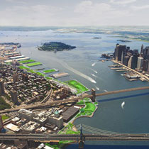 Brooklin Bridge Park, Vista aerea / Architetti: Michael Van Valkenburgh Associates