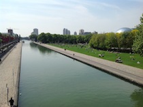 Il Canal de l’Ourcq con vista sulla parte nord della Prairie du cercle